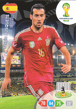 Sergio Busquets Spain Panini 2014 World Cup #148